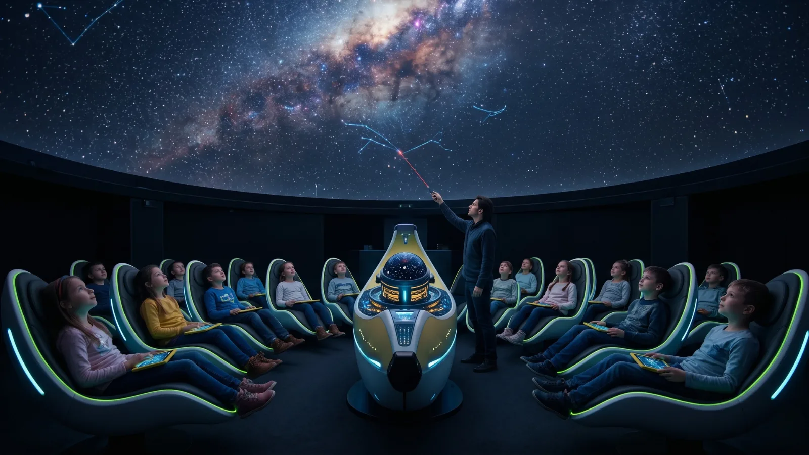 Dzieci w planetarium