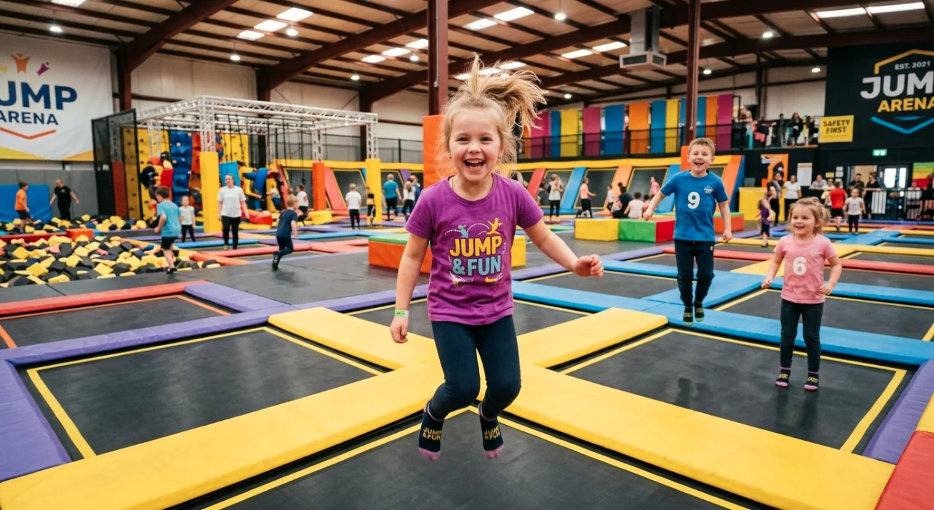 Dzieci na trampolinach w Jumpy Grodzisk